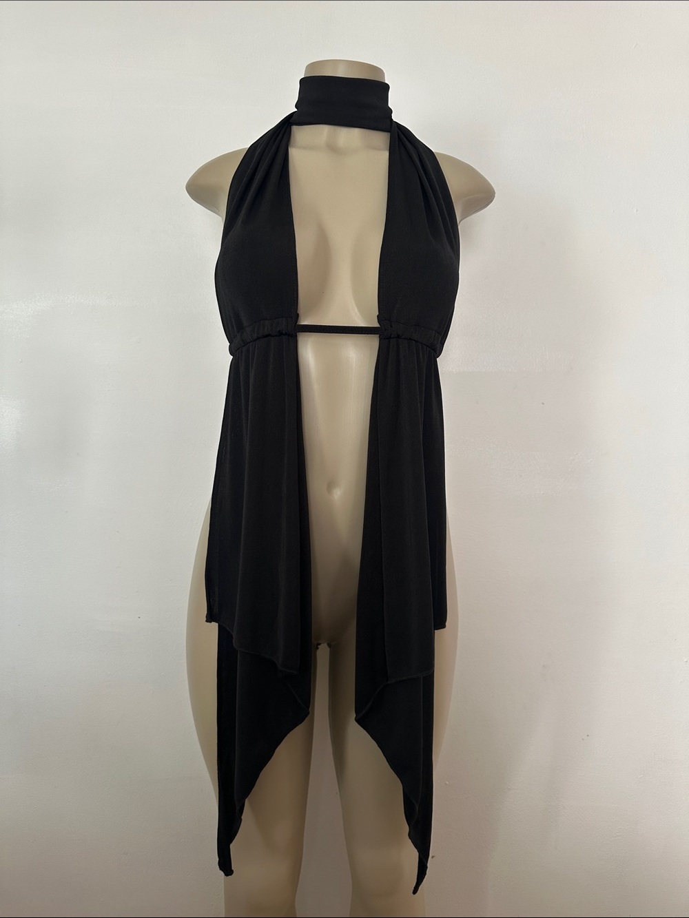 Black Halter Swim Cover-Up Vest Sz S-M